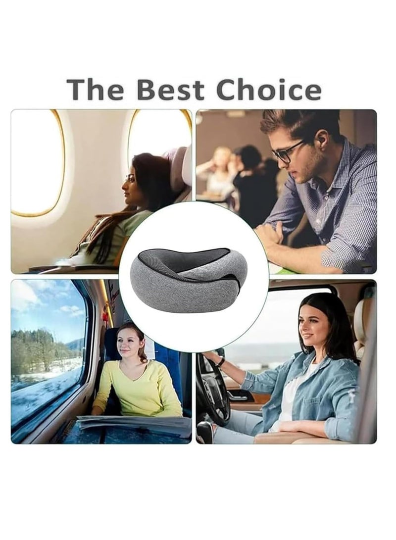 ميكسد وسادة الرقبة للسفر، وسادة الرقبة للسفر، وسادة الرقبة للسفر، وسادة الرقبة للطائرات، وسادة الرقبة للطائرات، وسادة الرقبة للسفر، وسادة السفر من الإسفنج الميموري فوم للطائرات (رمادي) - Image 5