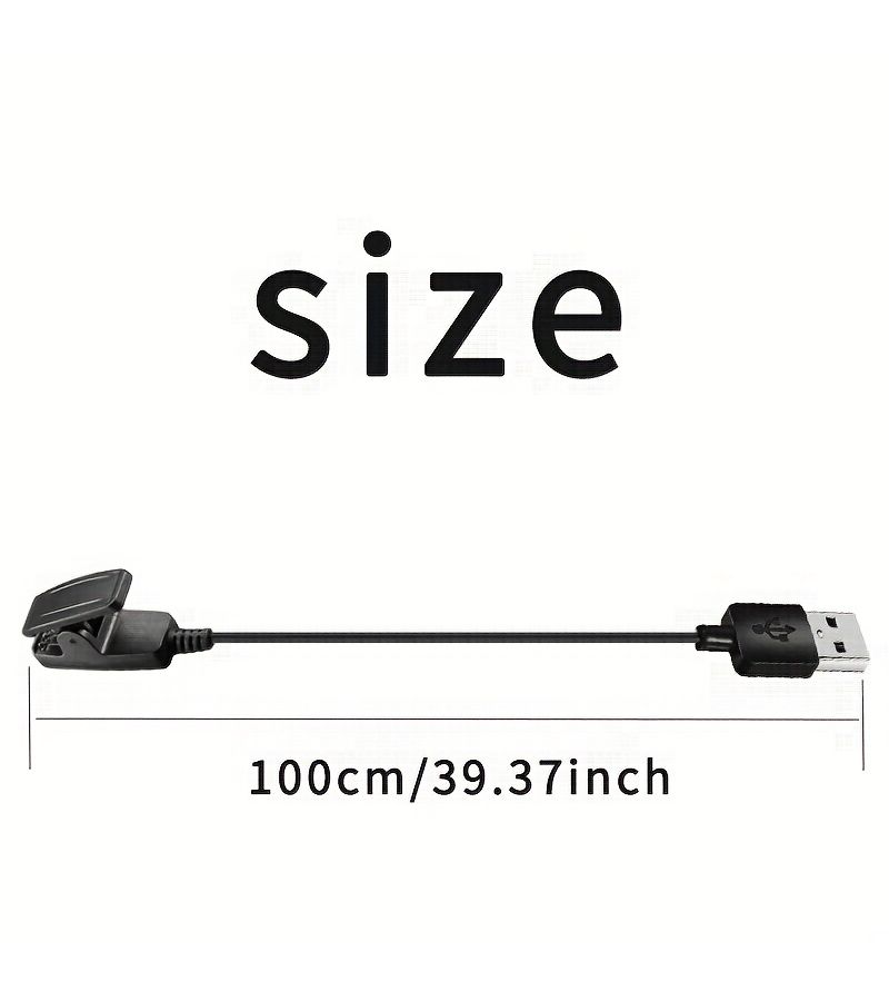 كابل شحن USB أسود للمشبك للساعات الذكية Garmin Vivomove Lily Forerunner Forerunner Foreathlete - Image 2