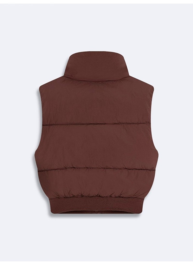 LTB - Stand Collar Puffer Brown Vest - Image 1