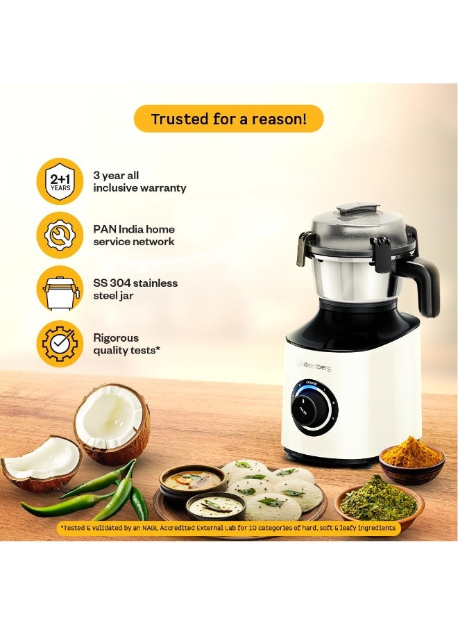 Atomberg Zenova Mixer Grinder | Unique Coarse Mode for Silbatta-like Texture | Intelligent BLDC Motor | Safety Features | 4 Jars including Chopper | Hands-Free Operation (Pearl White) - Image 4