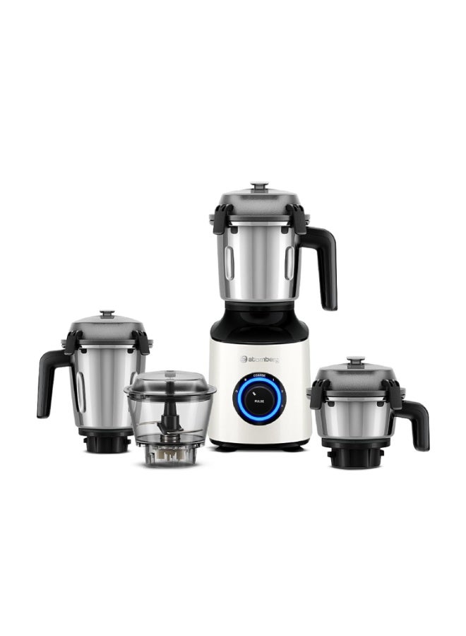 Atomberg Zenova Mixer Grinder | Unique Coarse Mode for Silbatta-like Texture | Intelligent BLDC Motor | Safety Features | 4 Jars including Chopper | Hands-Free Operation (Pearl White) - Image 1