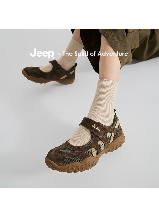 Jeep أحذية جيب ماري جين للنساء صيف خريف قابلة للتنفس ناعمة القاعدة حمراء طراز فرنسي رياضي باليه مسطح أخضر 38 - Image 1