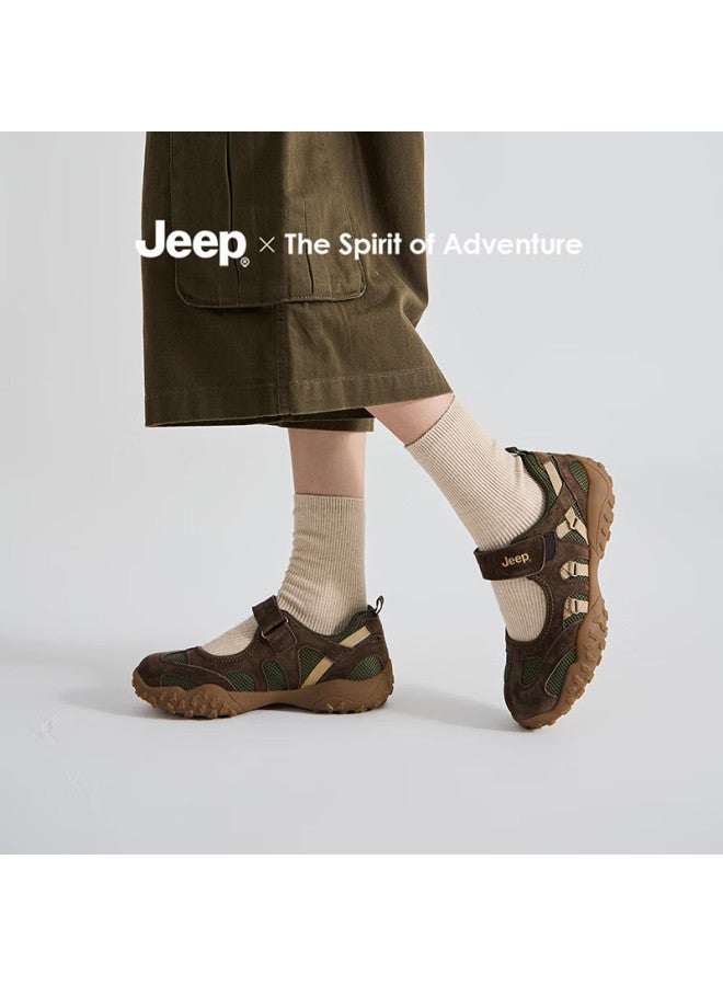 Jeep أحذية جيب ماري جين للنساء صيف خريف قابلة للتنفس ناعمة القاعدة حمراء طراز فرنسي رياضي باليه مسطح أخضر 38 - Image 2