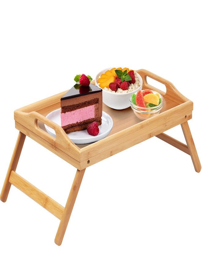 Artmeer Bed Tray Table Folding Legs with Handles Breakfast Tray for Sofa Eating,Drawing,Platters Bamboo Serving Lap Desk Snack Tray - Image 1
