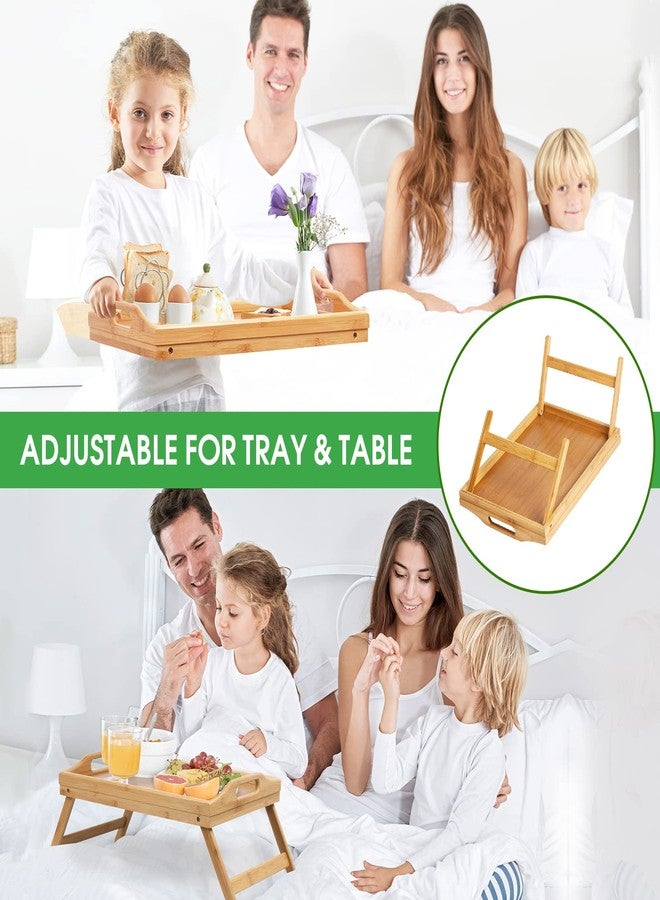 Artmeer Bed Tray Table Folding Legs with Handles Breakfast Tray for Sofa Eating,Drawing,Platters Bamboo Serving Lap Desk Snack Tray - Image 5