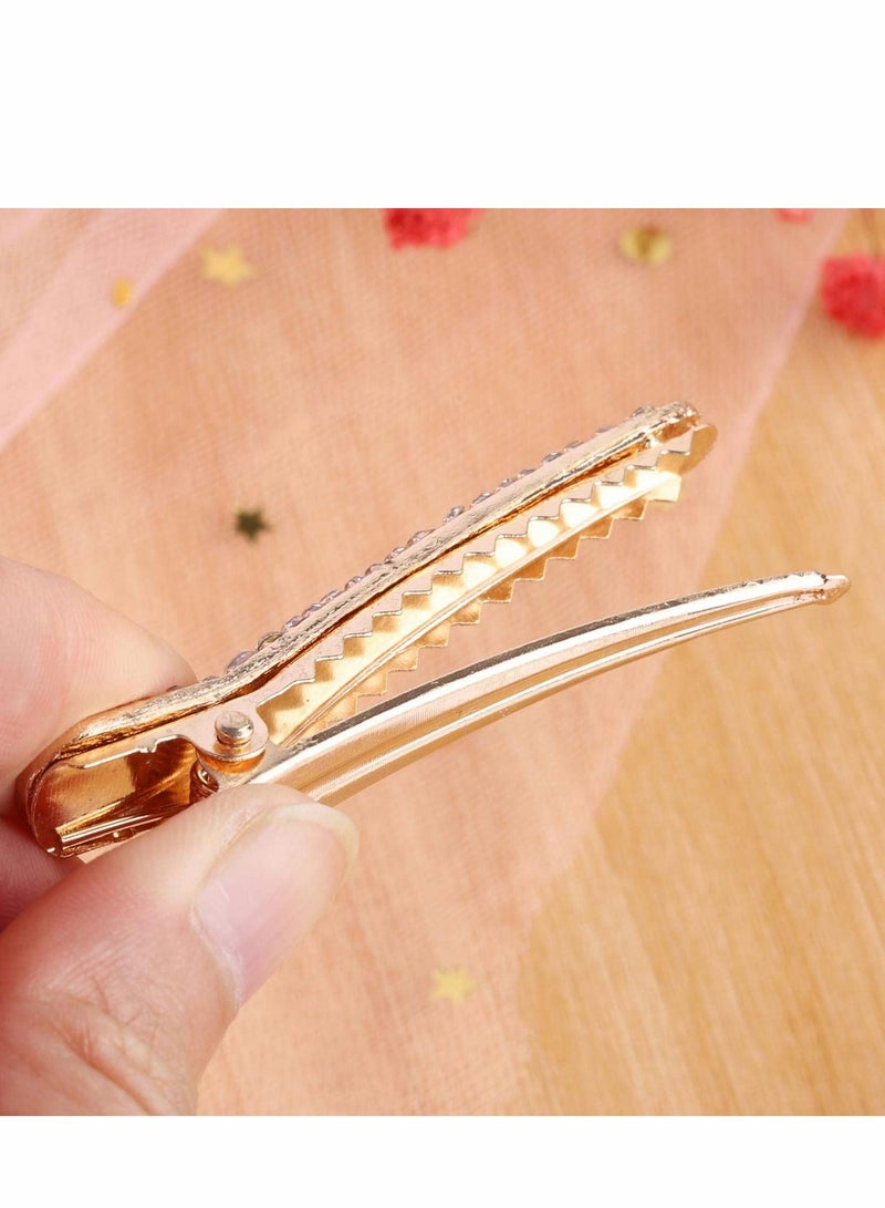 KASTWAVE Pearls Rhinestone Alligator, 12Pcs Hair Clips Fashion Eye-catching Women Girls Pearl Beak Clip Duckbill Alligator Styling Tools Accessories, 4 Colors - Image 3