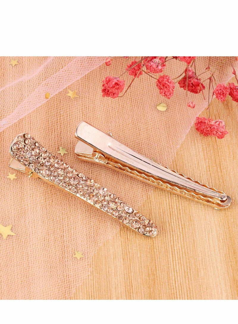 KASTWAVE Pearls Rhinestone Alligator, 12Pcs Hair Clips Fashion Eye-catching Women Girls Pearl Beak Clip Duckbill Alligator Styling Tools Accessories, 4 Colors - Image 2