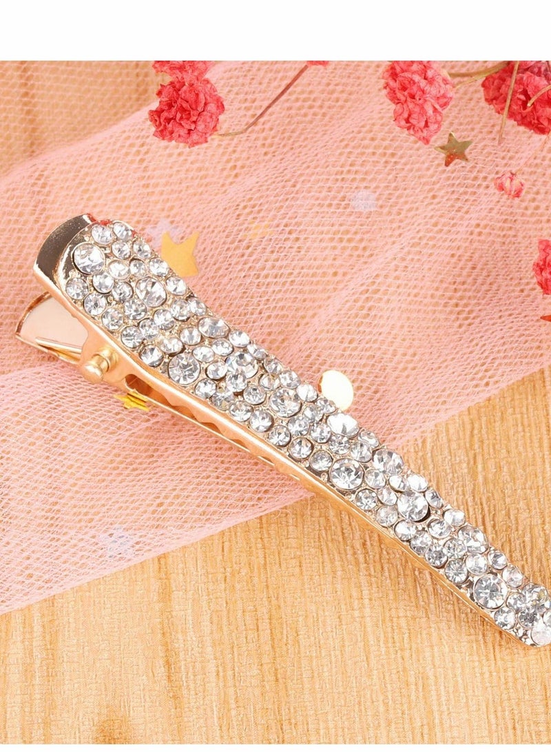 KASTWAVE Pearls Rhinestone Alligator, 12Pcs Hair Clips Fashion Eye-catching Women Girls Pearl Beak Clip Duckbill Alligator Styling Tools Accessories, 4 Colors - Image 4
