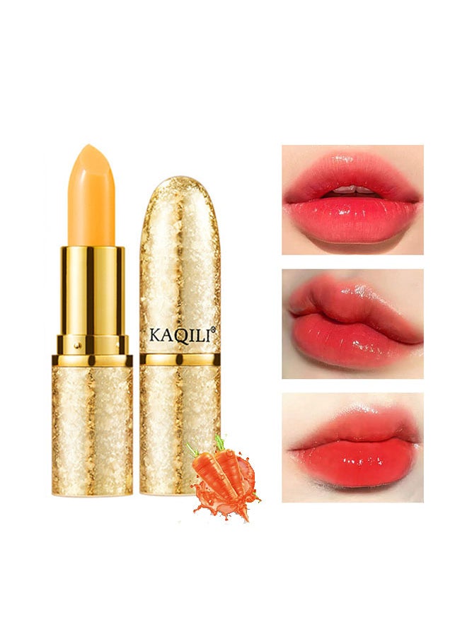 Kaqili Carrot Lip Color Changing Lipstick Tinted Lip Balm Set Green Magic PH Lipstick Color Change Changing Crystal Flower Jelly Lipstick Lip Gloss Stain Makeup Set for Women Girls Waterproof  - Image 1