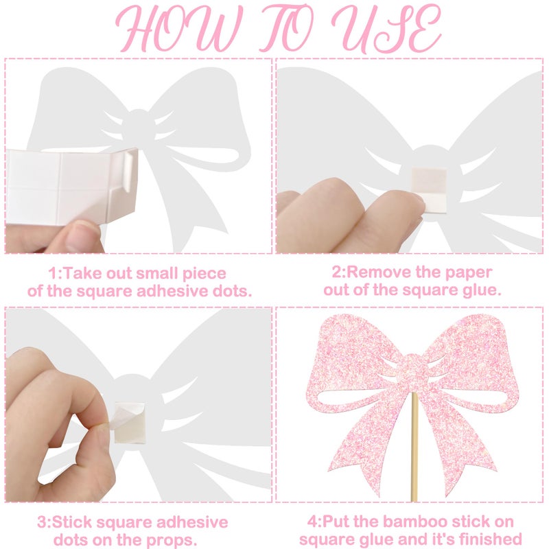 umoni Bow Birthday Centerpiece Sticks 16pcs Pink Decorations Bow Party Table Topper Centerpieces Coquette Birthday Table Decorations for Girls Bowknot Bachelorette Party Supplies - Image 4