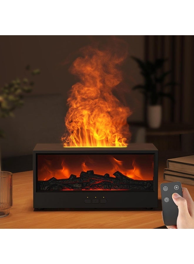 Y&D مرطب هواء موزع لهب المدفأة، موزع زيت أساسي مع 7 ألوان ضوء ومؤقت، مرطب هواء بالموجات فوق الصوتية بارد الرذاذ مع إيقاف تلقائي للمنزل، غرفة النوم، المكتب، اليوغا (أسود) - Image 1