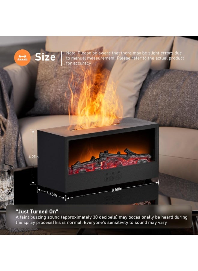 Y&D مرطب هواء موزع لهب المدفأة، موزع زيت أساسي مع 7 ألوان ضوء ومؤقت، مرطب هواء بالموجات فوق الصوتية بارد الرذاذ مع إيقاف تلقائي للمنزل، غرفة النوم، المكتب، اليوغا (أسود) - Image 2