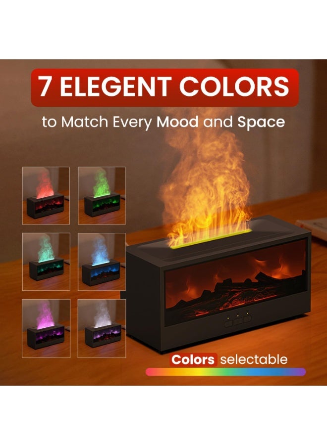 Y&D مرطب هواء موزع لهب المدفأة، موزع زيت أساسي مع 7 ألوان ضوء ومؤقت، مرطب هواء بالموجات فوق الصوتية بارد الرذاذ مع إيقاف تلقائي للمنزل، غرفة النوم، المكتب، اليوغا (أسود) - Image 3