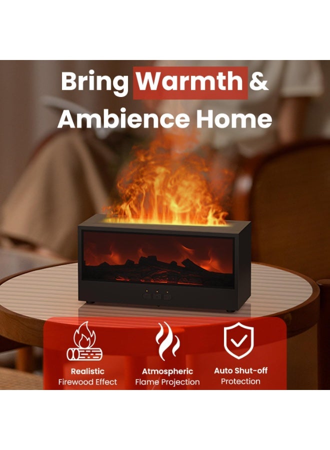 Y&D مرطب هواء موزع لهب المدفأة، موزع زيت أساسي مع 7 ألوان ضوء ومؤقت، مرطب هواء بالموجات فوق الصوتية بارد الرذاذ مع إيقاف تلقائي للمنزل، غرفة النوم، المكتب، اليوغا (أسود) - Image 4