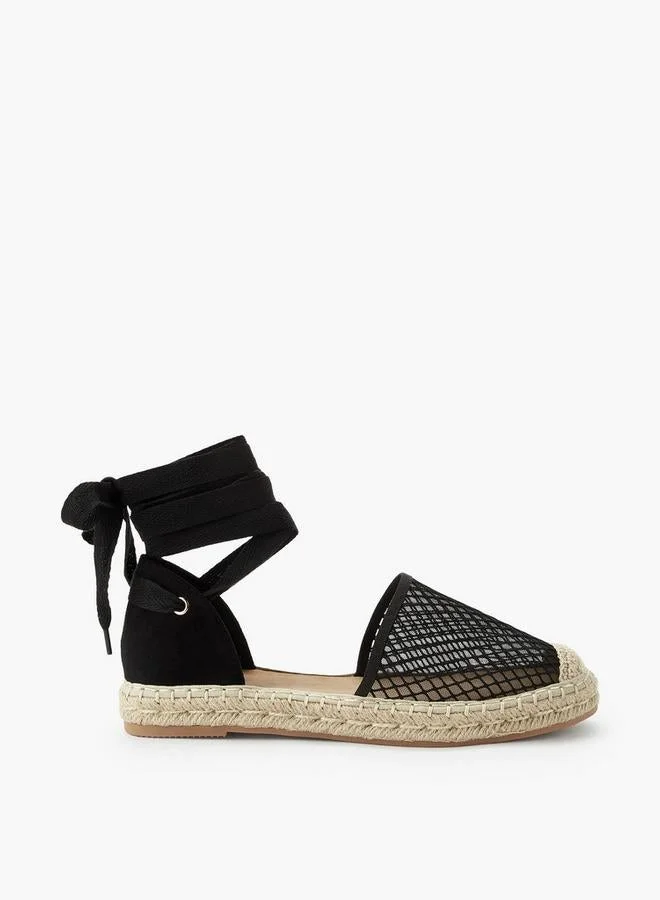 Girls Mesh Ankle Strap Espadrille Shoes