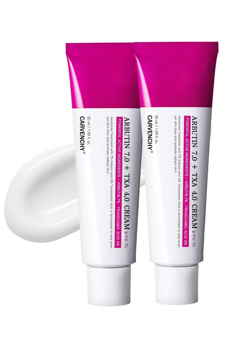 CARVENCHY 2-*Pack Arbutin 7% + Tranexamic Acid 4% Cream, 70,000ppm Arbutin, 40,000ppm TXA, Niacinamide, Glutathione, Supports Even Skin Tone, Enhances Skin Clarity, Korean Skin Care, 50ml, 1.69 fl.oz - Image 1