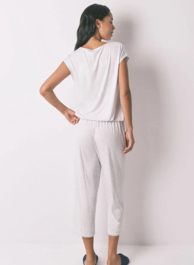 women'secret Soft Touch Gray Viscose Capri Pyjamas