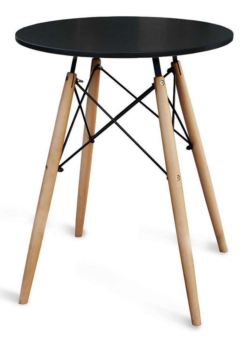 Mahmayi طاولة دائرية سوداء Mahmayi TJ HYT08 60DIA مع قاعدة رباعية الأرجل - 60 سم - Image 1