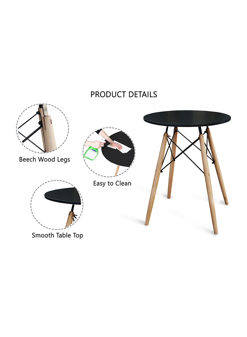 Mahmayi طاولة دائرية سوداء Mahmayi TJ HYT08 60DIA مع قاعدة رباعية الأرجل - 60 سم - Image 3