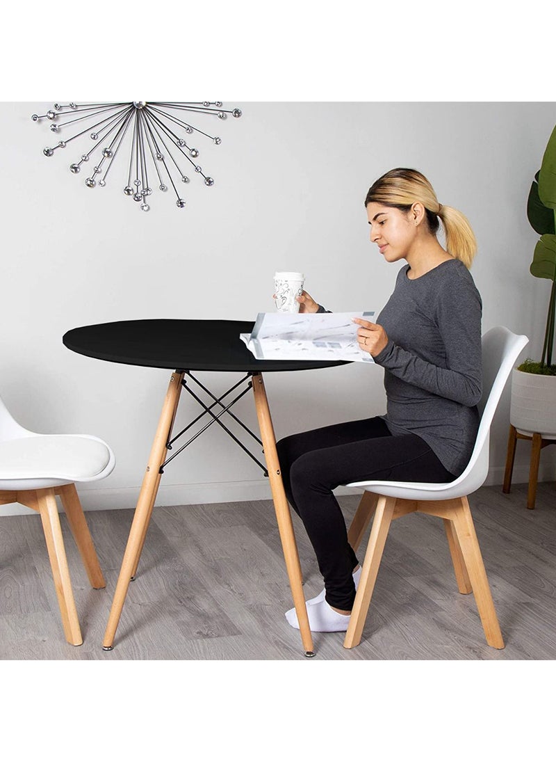 Mahmayi طاولة دائرية سوداء Mahmayi TJ HYT08 60DIA مع قاعدة رباعية الأرجل - 60 سم - Image 5