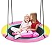 HOTJUMP 40 Inch Saucer Tree Swing for Kids Outdoor Textilene Fabric Tear UV Resistant Waterproof Round Disc Circle Swing Set for Backyard Garden Pink - Image 3