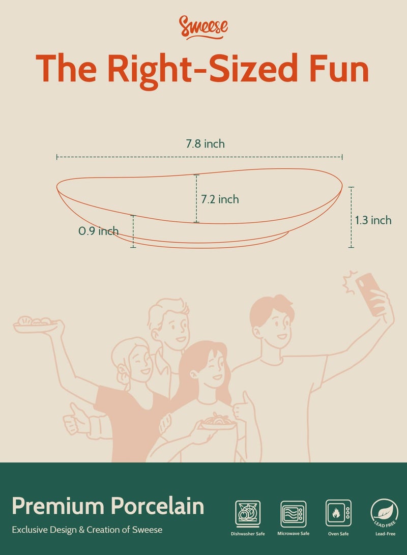 Sweese أطباق حلوى بورسلين سويز - أطباق سلطة 7.8 بوصة - مجموعة أطباق مقبلات صغيرة من 6 - آمنة في غسالة الصحون والميكروويف والفرن - لون أزور دريم سكيب - Image 2