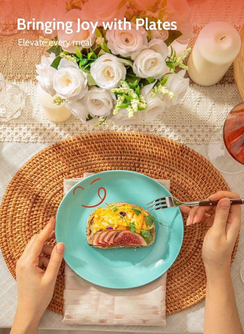 Sweese أطباق حلوى بورسلين سويز - أطباق سلطة 7.8 بوصة - مجموعة أطباق مقبلات صغيرة من 6 - آمنة في غسالة الصحون والميكروويف والفرن - لون أزور دريم سكيب - Image 3