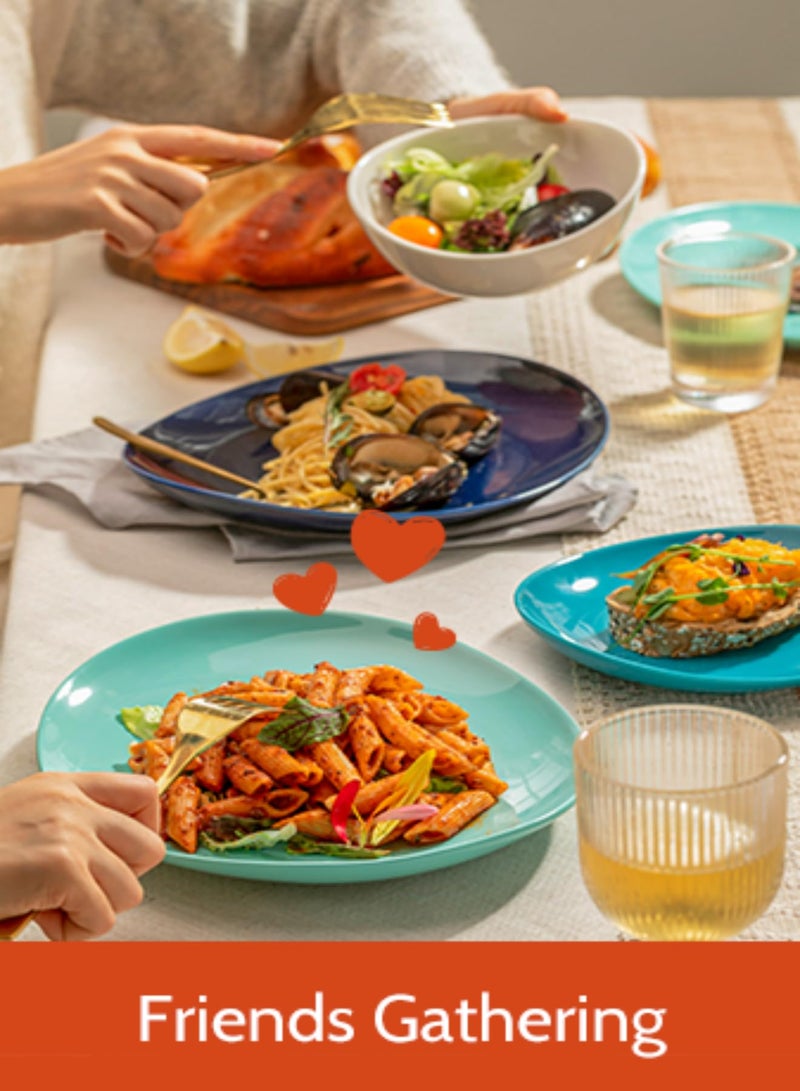 Sweese أطباق حلوى بورسلين سويز - أطباق سلطة 7.8 بوصة - مجموعة أطباق مقبلات صغيرة من 6 - آمنة في غسالة الصحون والميكروويف والفرن - لون أزور دريم سكيب - Image 4