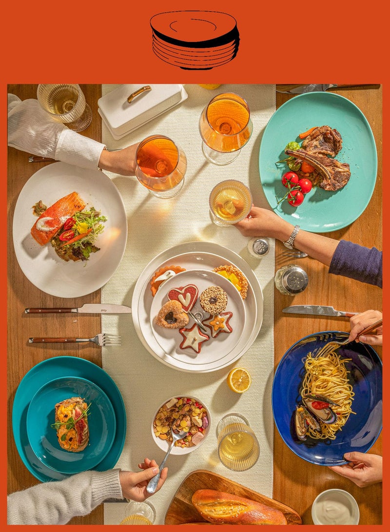 Sweese أطباق حلوى بورسلين سويز - أطباق سلطة 7.8 بوصة - مجموعة أطباق مقبلات صغيرة من 6 - آمنة في غسالة الصحون والميكروويف والفرن - لون أزور دريم سكيب - Image 5