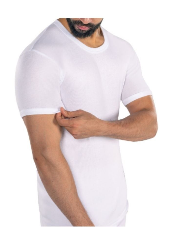 DROSH V Men’s White Cotton Undershirt Pack of 2 – Soft Breathable Half Sleeve Inner T Shirt - Image 3