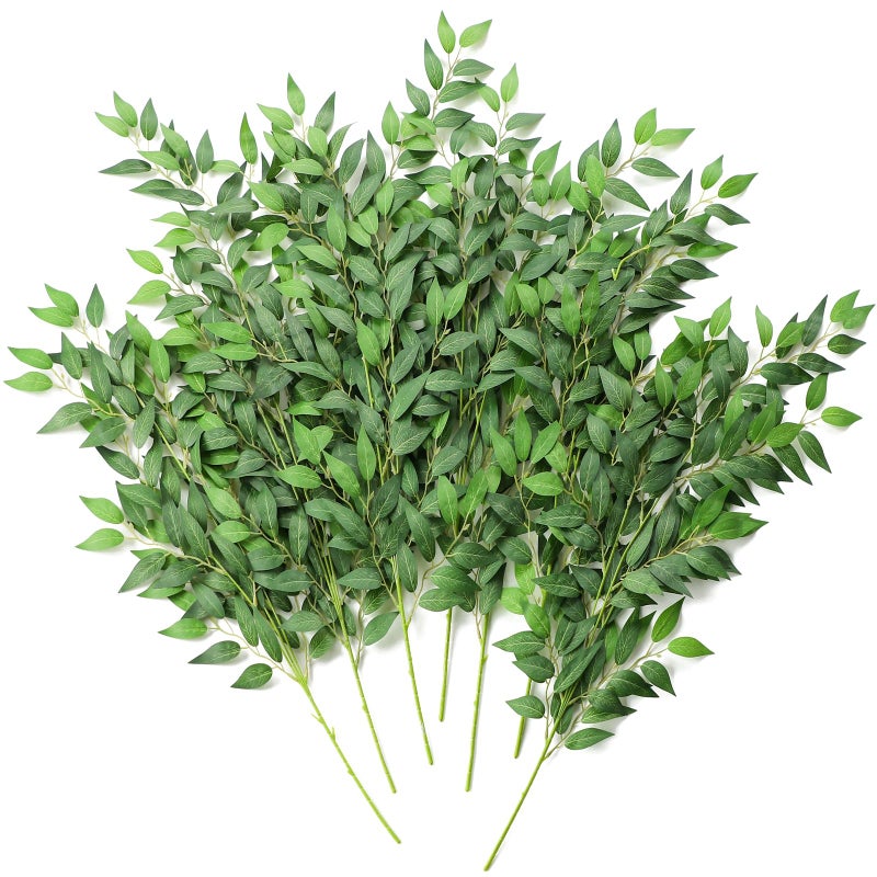 Floroom 12pcs 28 Artificial Italian Ruscus Greenery Stems Faux Hanging Greenery Spray  Best Fake Plants Filler for Wedding Bouquet Centerpieces Home Decorations