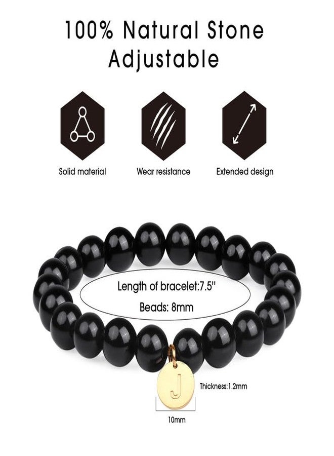 CARITATE Stone Beaded bracelets for women men: Healing Crystal bead Bracelet Black Obsidian Bracelet Jewelry Beaded Stretch Bracelets Gifts Mens Protection Bracelet Spiritual Bracelet Positive Energy Bracelet - Image 3