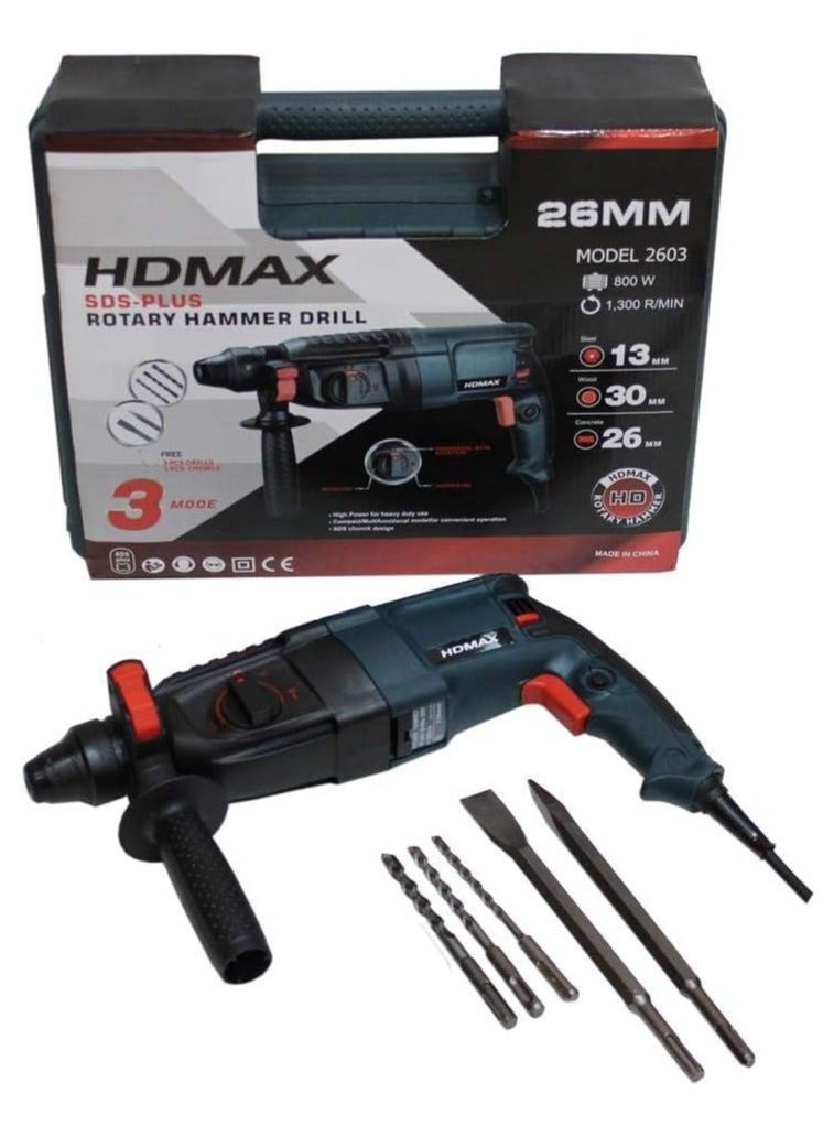 HDmax Rotary Hammer Drill SDS 800 W Chuck 26MM - Image 3