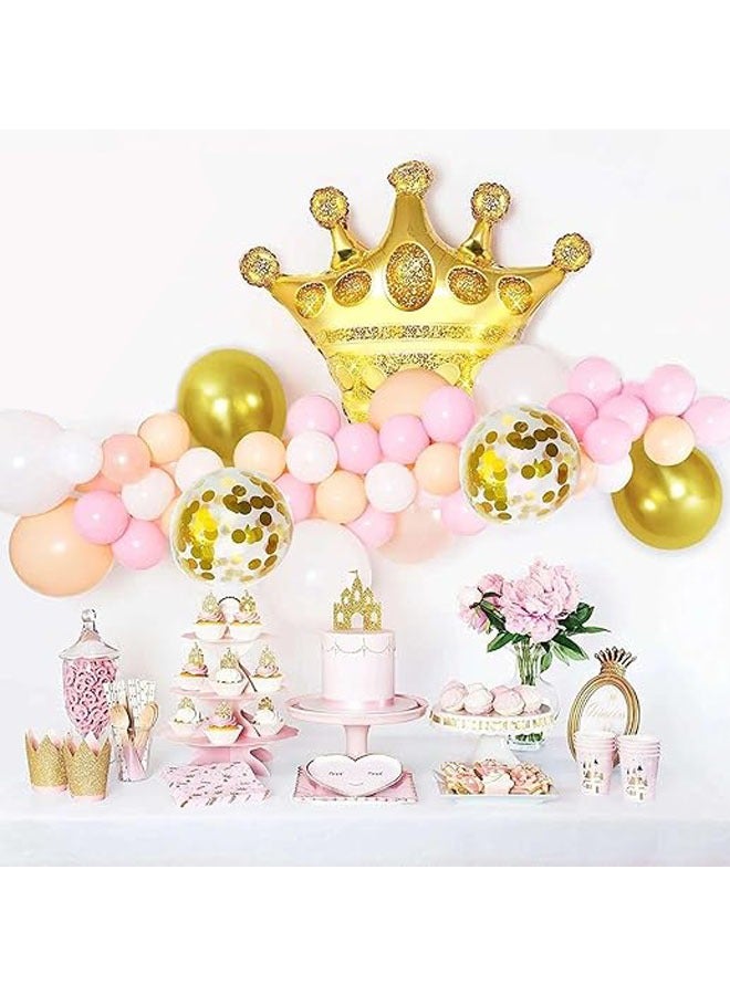Party 8-piece set for 8st birthday party anniversary decoration party supplies includes gold number 8 balloon, large gold crown foil balloon set, 12-inch sequin balloon, 12-inch gold balloon  - Image 2