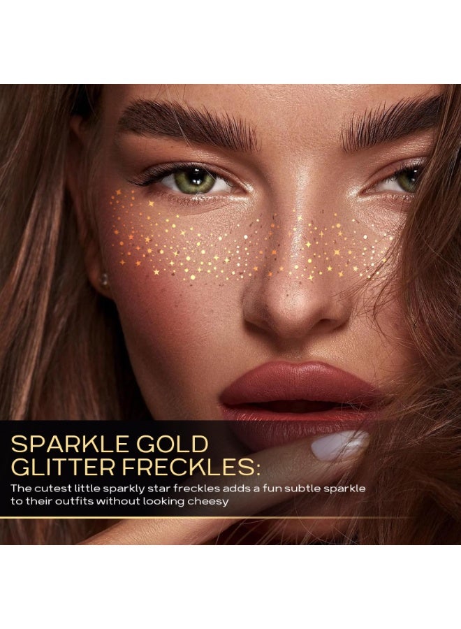 KHAJUL 10 PCS Glitter Freckles Face Tattoo, Glitter Freckles for Face, Gold Sparkle Freckles, Face Glitter Makeup Patches (Gold) - Image 3