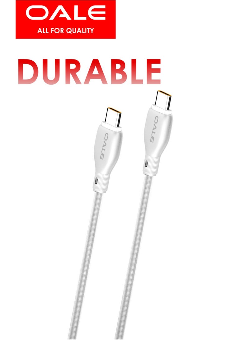 OALE iCable 6 White,3.1A Output, 1m Type-C to Type-C Cable,OD4.0 Thicker Wire, TPE Material - Image 2