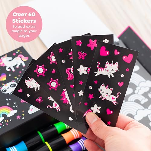 Tiger Tribe Neon Coloring Set - Unicorns & Friends, Cute Activity Set for Kids, incl. Stickers & Markers, Portable, Perfect for Travel, Great Gift - Image 4