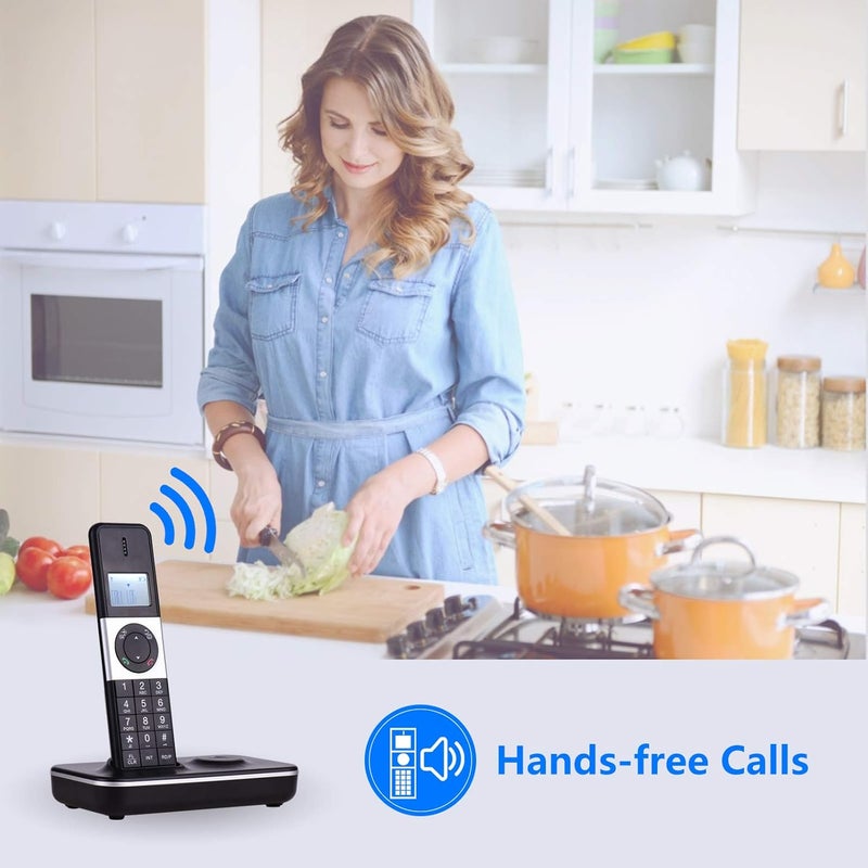 Eacam Cordless Phone - Digital Cordless Phone Telephone with LCD Display Caller ID Hands-free Calls Conference Call Support 5 Handsets Connection for Office Business Home Family (Black) - Image 4
