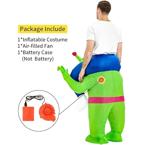 JUROSAICA Inflatable Alien Costume Adult Green Alien Suit Onesie Ride On Blow Up Halloween Costumes For Men Women Fancy Party Dress - Image 4