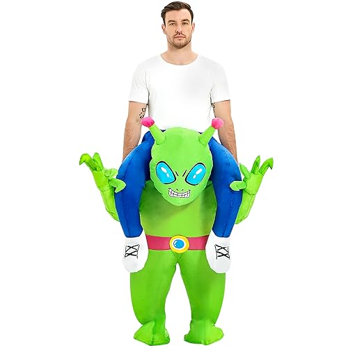 JUROSAICA Inflatable Alien Costume Adult Green Alien Suit Onesie Ride On Blow Up Halloween Costumes For Men Women Fancy Party Dress - Image 3