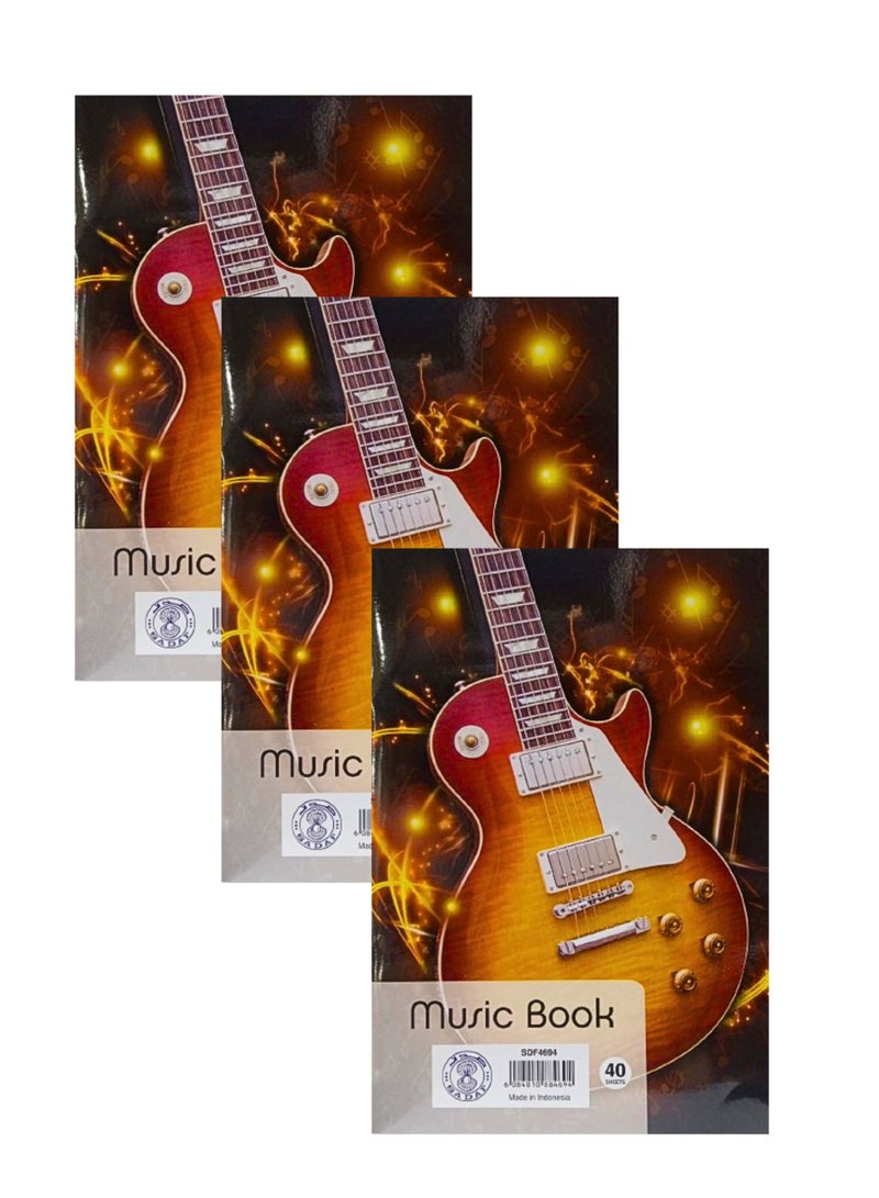 Sadaf A4 Size Music Book, 40 Sheets (Pack of 3) - Image 1