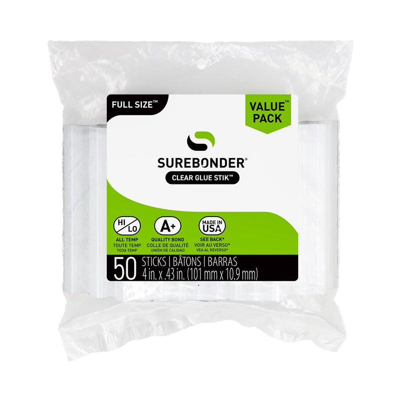 Surebonder Full Size All Purpose Clear 4 Hot Glue Sticks 50 Pack DT50