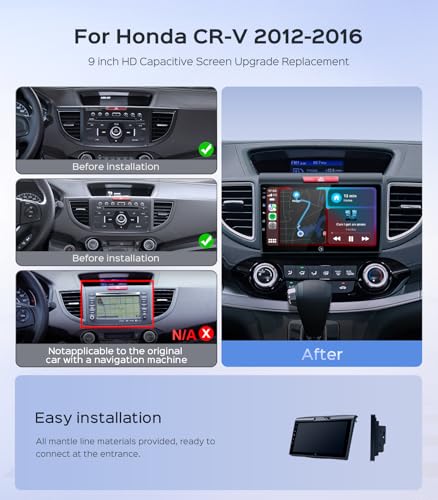 RUICAR 264G Car Radio Stereo for Honda CRV 2012 2013 2014 2015 2016 with 9 Touch Screen Upgrade Carplay5G WiFiAndroid AutoGPS NavigationBluetoothHD1080p Backup Camera - Image 3