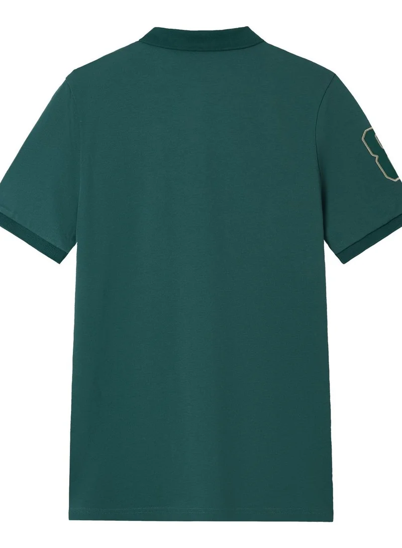 جيوردانو Men’s Slim Fit 3D Lion Embroidery Lycra Pique Polo