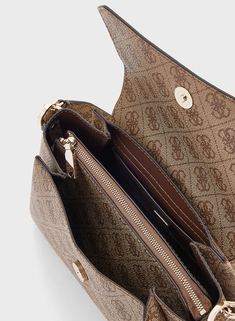 جس Logo Detail Sora Flap Over Satchel