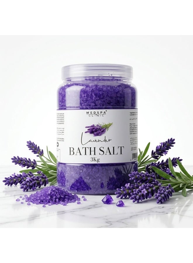 MEDSPACLINIC Lavender Bath Salt for 3Kg for Body and Foot Spa, Calming, Relaxing, Aromatherapy, Pure and Natural, Sea Salt, - Image 1