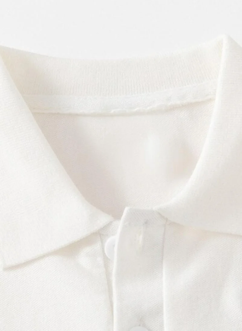 YUNIQEE White  Polo Collar Pure Cotton T-shirt