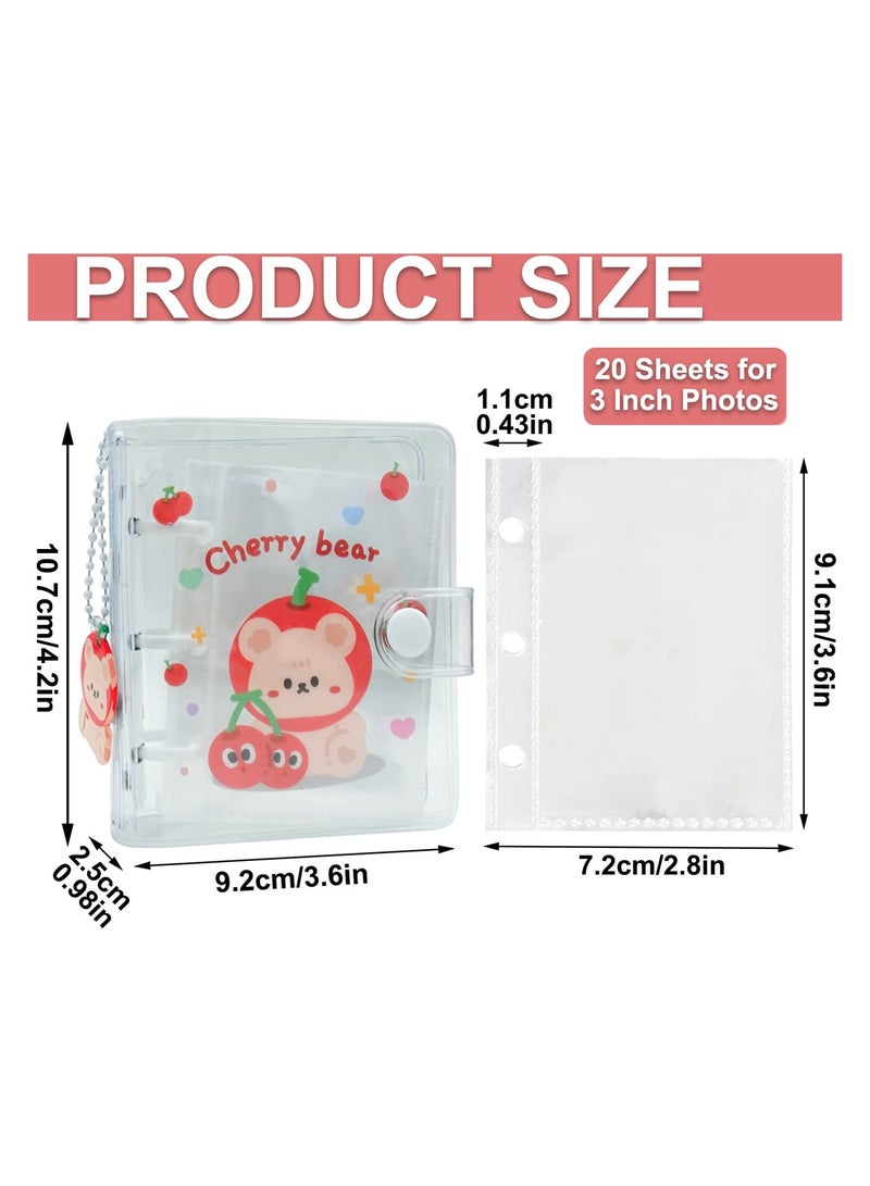 2 Pcs 3 Inch Mini Photo Album,20 Sheets 40 Pockets Photo Album in Loose Leaf Refillable 3 Rings Photocard Binder Kpop Photocard Holder Book with Pendant for Picture Cards Storage (Purple u0026 Red) - Image 3