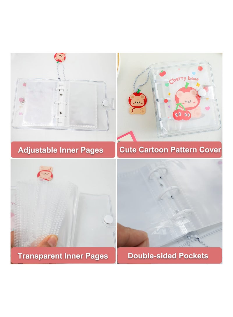 2 Pcs 3 Inch Mini Photo Album,20 Sheets 40 Pockets Photo Album in Loose Leaf Refillable 3 Rings Photocard Binder Kpop Photocard Holder Book with Pendant for Picture Cards Storage (Purple u0026 Red) - Image 5