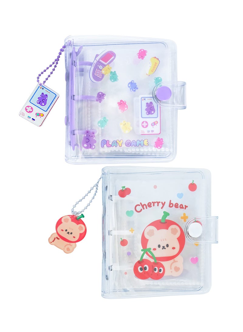 2 Pcs 3 Inch Mini Photo Album,20 Sheets 40 Pockets Photo Album in Loose Leaf Refillable 3 Rings Photocard Binder Kpop Photocard Holder Book with Pendant for Picture Cards Storage (Purple u0026 Red) - Image 1